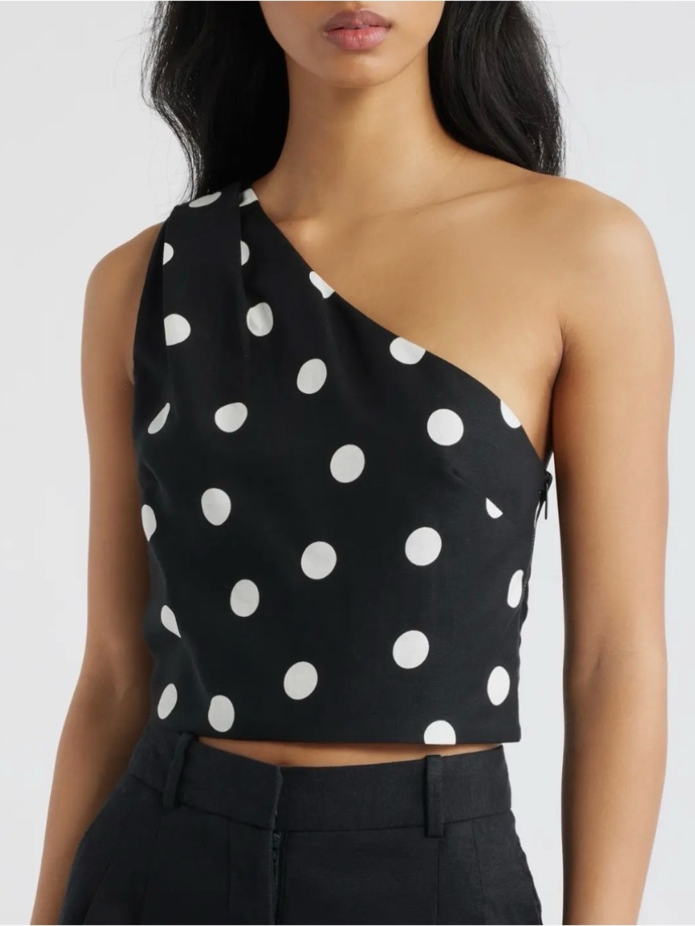 Mango asymmetrical polka dot top. Size small. NWT